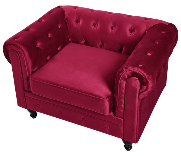 Fotel CHESTERFIELD Bársony Burgundi