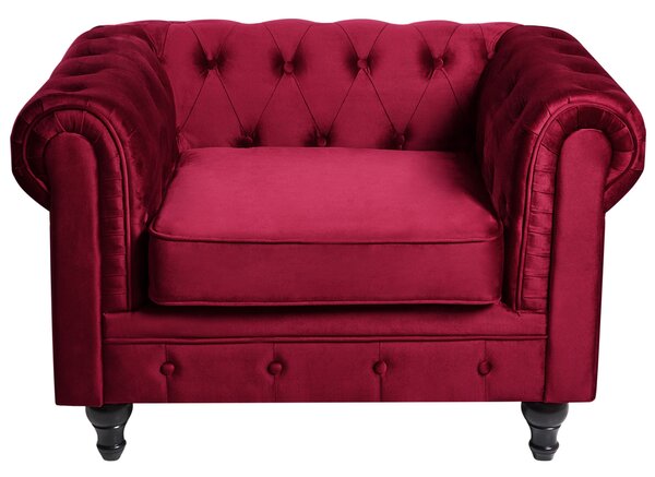Fotel CHESTERFIELD Bársony Burgundi