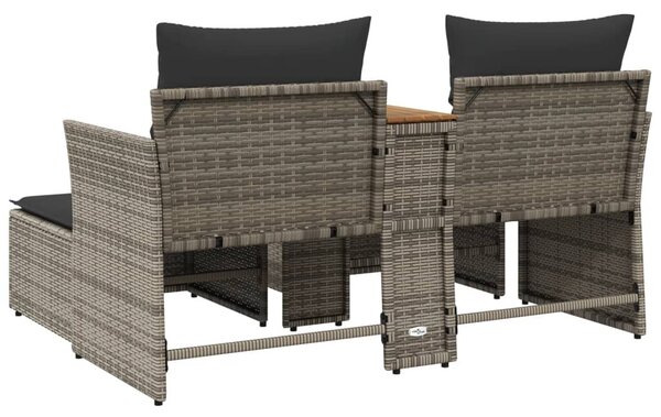 2 személyes szürke polyrattan kerti kanapé zsámolyokkal