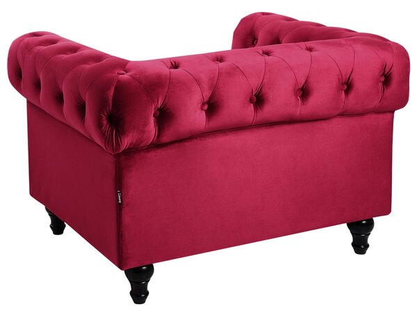 Fotel CHESTERFIELD Bársony Burgundi