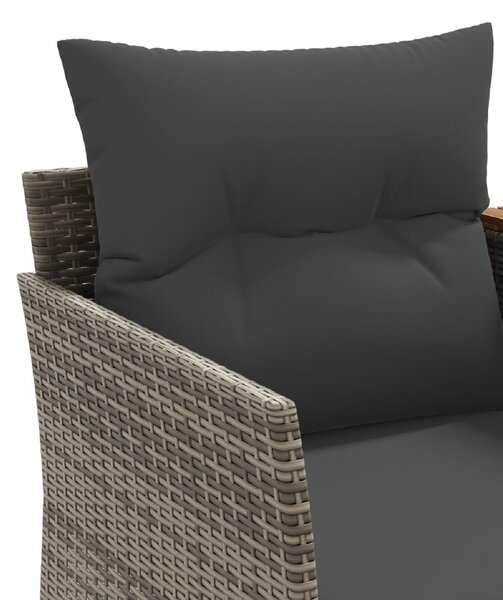 2 személyes szürke polyrattan kerti kanapé zsámolyokkal