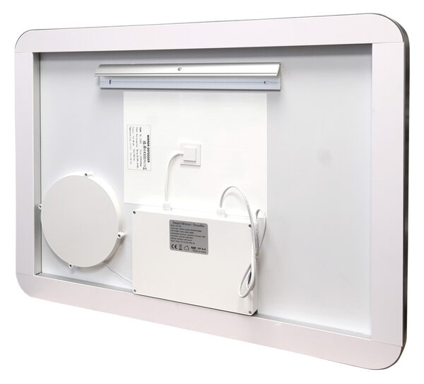 Mereo, Mereo négyzet alakú tükör 80x60 cm, LED világítás, kozmetikai tükör, fekete keret, páramentesítő, MER-CN173