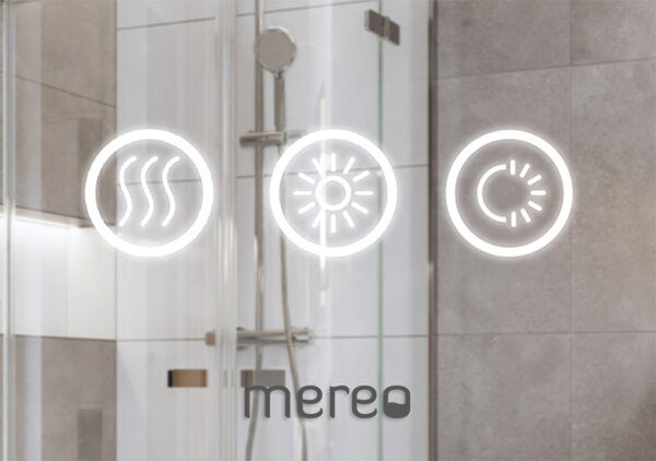 Mereo, Mereo négyzet alakú tükör 80x60 cm, LED világítás, kozmetikai tükör, fekete keret, páramentesítő, MER-CN173