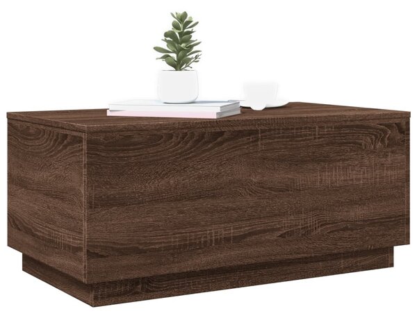 Barna tölgyszínű dohányzóasztal LED-lámpákkal 90x50x40 cm