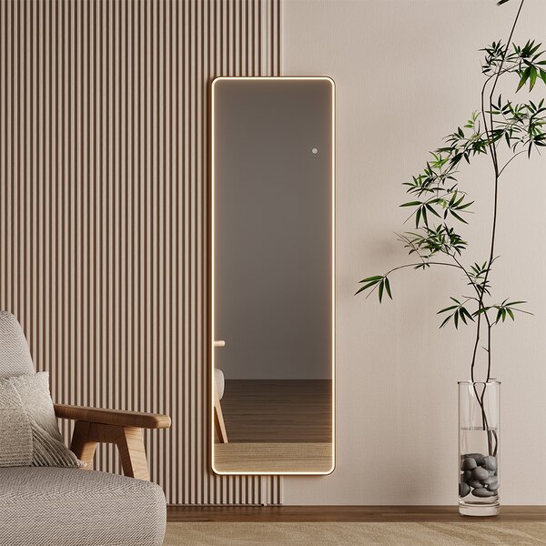 Mereo, Mereo négyzet alakú tükör 500x1700 mm, LED világítás, függő és álló, fekete keret, MER-CN188