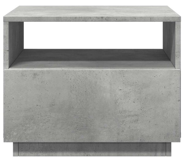 Betonszürke dohányzóasztal LED-lámpákkal 50x49x40 cm