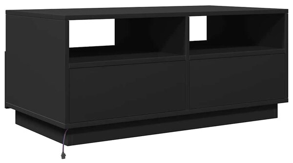 Fekete dohányzóasztal LED-lámpákkal 90x49x40 cm