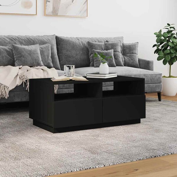 Fekete dohányzóasztal LED-lámpákkal 90x49x40 cm