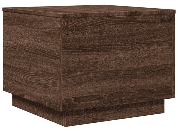 Barna tölgyszínű dohányzóasztal LED-lámpákkal 50 x 50 x 40 cm
