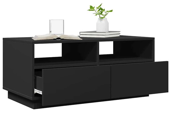 Fekete dohányzóasztal LED-lámpákkal 90x49x40 cm