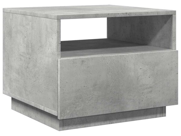 Betonszürke dohányzóasztal LED-lámpákkal 50x49x40 cm