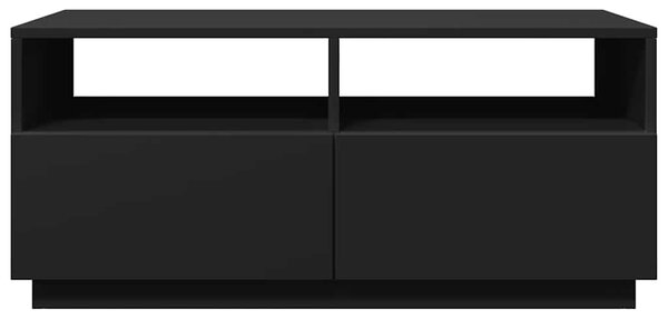 Fekete dohányzóasztal LED-lámpákkal 90x49x40 cm