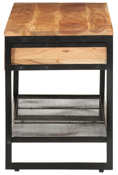 Tömör akácfa és vas cipőpad 110 x 35 x 45 cm