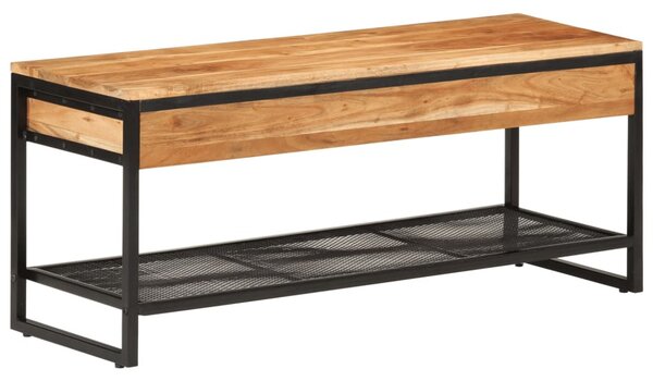 Tömör akácfa és vas cipőpad 110 x 35 x 45 cm