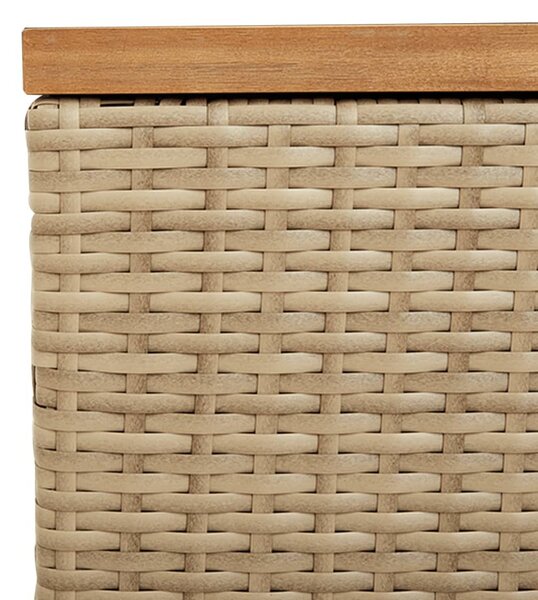 Bézs polyrattan és akácfa kerti tárolóláda 220 x 50 x 54 cm