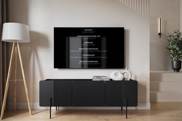 Malmi TV szekrény 150 cm - fekete matt / fekete lábak