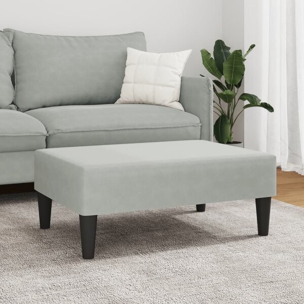 Világosszürke bársony lábzsámoly 77x55x31 cm