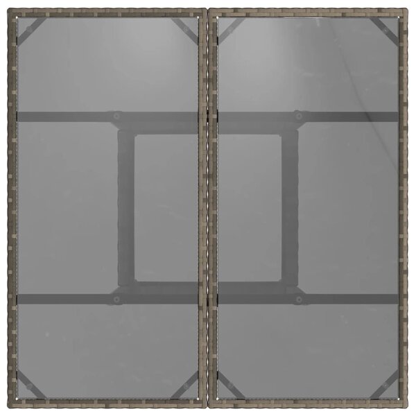 Szürke polyrattan üveglapos kerti asztal 80 x 80 x 75 cm