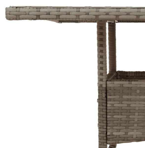 Szürke polyrattan üveglapos kerti asztal 80 x 80 x 75 cm