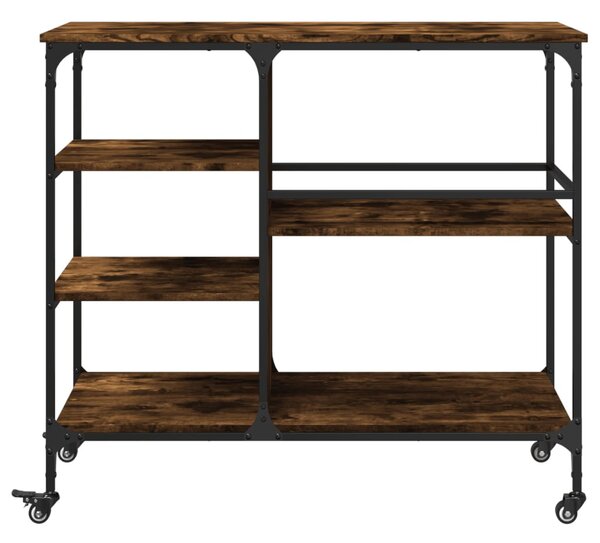 Füstös tölgy színű szerelt fa zsúrkocsi 100 x 45 x 89,5 cm