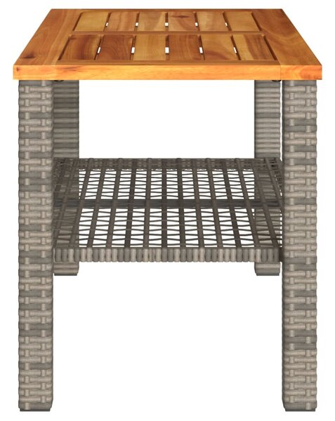 Szürke polyrattan és akácfa kerti asztal 70 x 38 x 42 cm