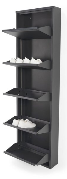 Fekete fém billenő ajtós cipőtartó 50x169x15 cm Billy – Spinder Design