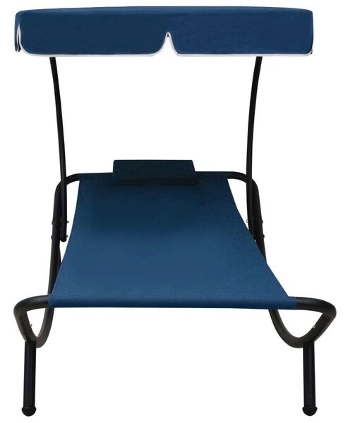 VidaXL Napozóágy Napellenzővel - Kék - 200cm