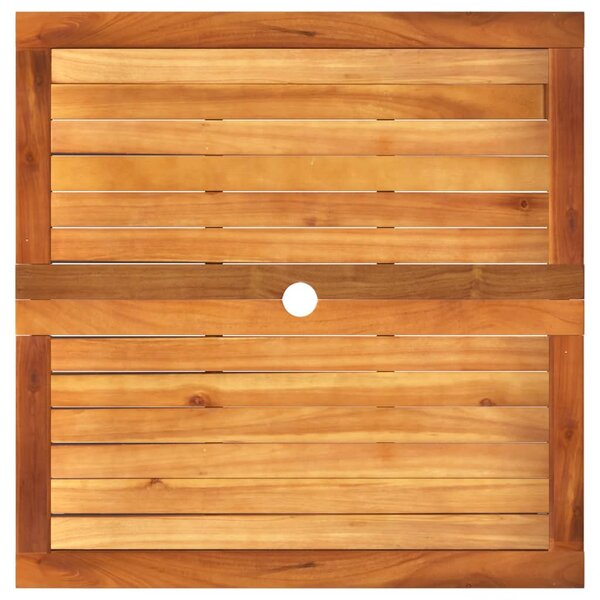 Fekete polyrattan és akácfa kerti asztal 80 x 80 x 75 cm