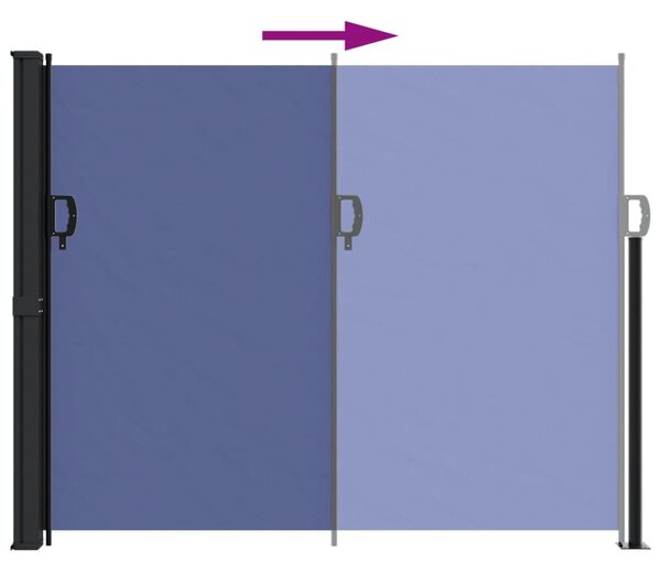 Kék behúzható oldalsó napellenző 160 x 600 cm