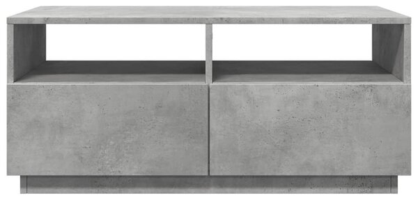 Betonszürke dohányzóasztal LED-lámpákkal 90x49x40 cm