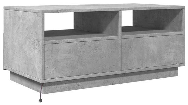 Betonszürke dohányzóasztal LED-lámpákkal 90x49x40 cm