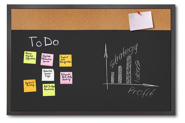 Combi Board tábla / parafa 60 × 90 cm, fekete