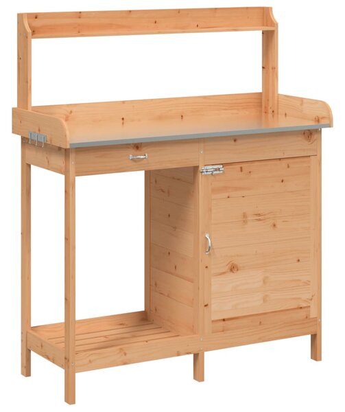 Barna tömör fenyőfa ültetőasztal szekrénnyel 110,5x45x124,5 cm