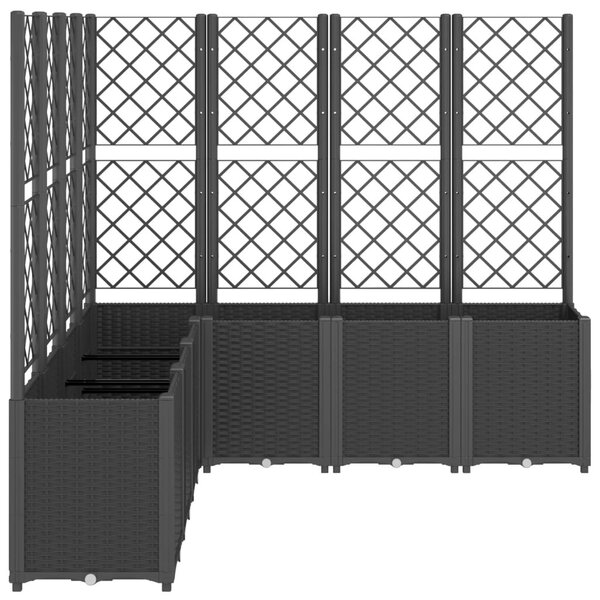 Fekete polipropilén rácsos kerti ültetőláda 160 x 160 x 140 cm