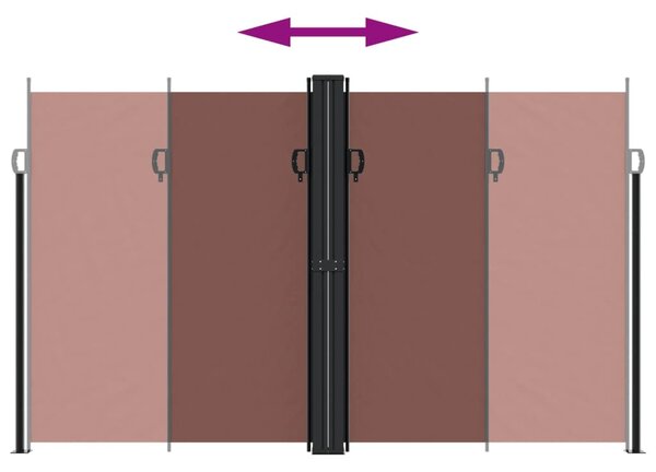 Barna behúzható oldalsó napellenző 200 x 1000 cm