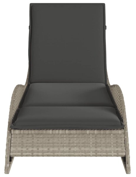 Világosszürke polyrattan napozóágy párnával 60x205x73 cm