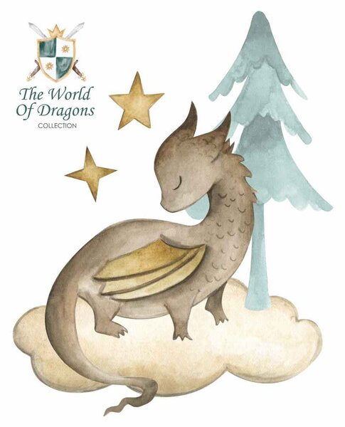 Gario Falmatrica gyerekeknek The world of dragons - sárkány a felhőn és egy fán Méret: 70 x 65 cm