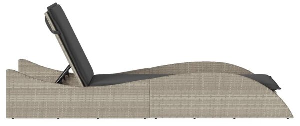 Világosszürke polyrattan napozóágy párnával 60x205x73 cm