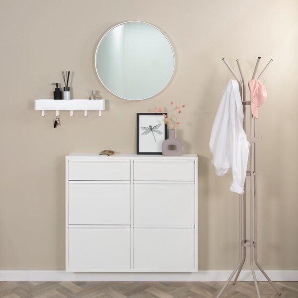Fehér fém billenő ajtós cipőtartó 98x86x15 cm Billy – Spinder Design