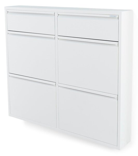 Fehér fém billenő ajtós cipőtartó 98x86x15 cm Billy – Spinder Design