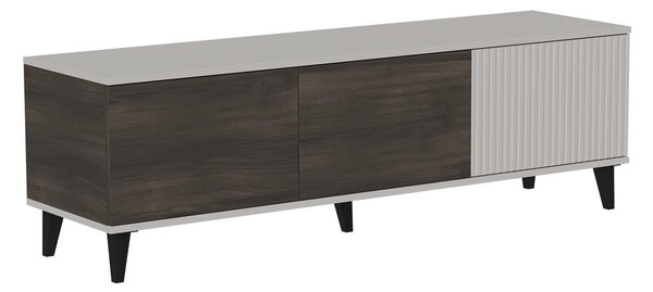 TV-állvány Luelia 115, Közepes sűrűségű farostlemez, Laminált forgácslap, 52x180x40cm, Kasmír, Dió