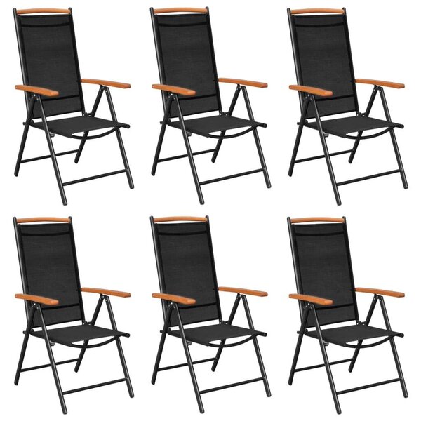 VidaXL 6 db fekete összecsukható textilén kerti szék