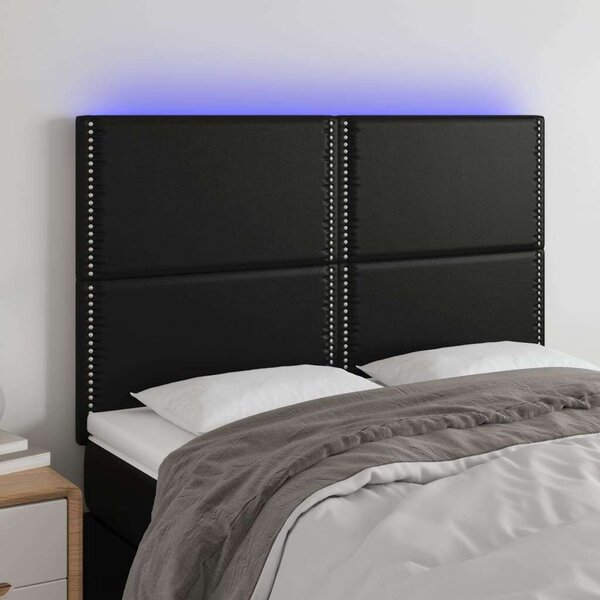 Fekete műbőr led-es fejtámla 144x5x118/128 cm