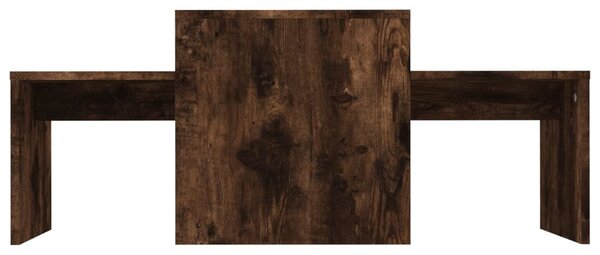 Füstös tölgy színű szerelt fa dohányzóasztalszett 100x48x40 cm