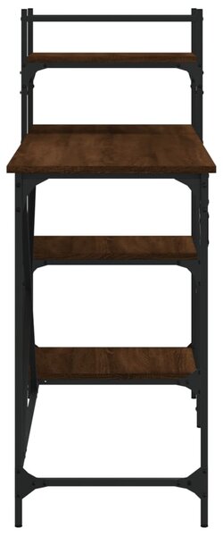 Barna tölgyszínű számítógépasztal polcokkal 120x47x109 cm