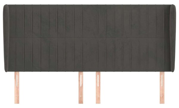 VidaXL Bársony Fejtámla Szárnyakkal - Sötétszürke - 163x23x118/128cm