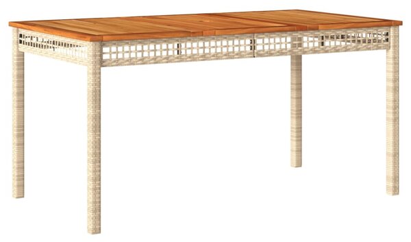 Bézs polyrattan és akácfa kerti asztal 140 x 80 x 75 cm