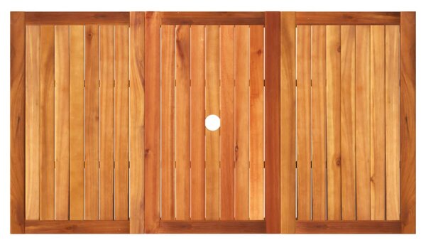 Bézs polyrattan és akácfa kerti asztal 140 x 80 x 75 cm