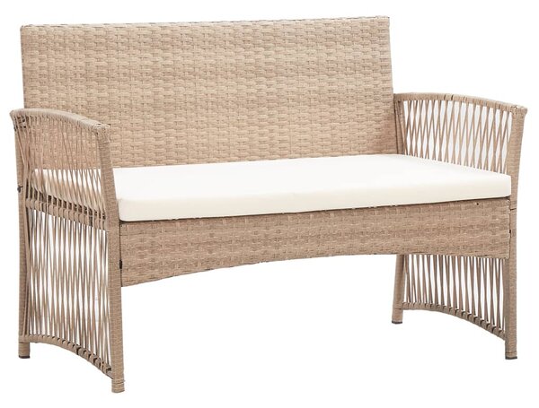 4 részes bézs kerti polyrattan bútorszett párnákkal