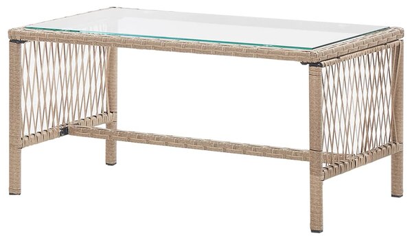 4 részes bézs kerti polyrattan bútorszett párnákkal